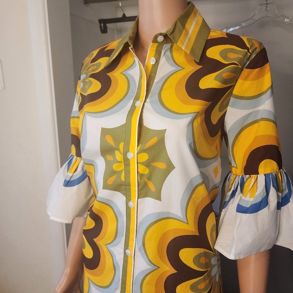 Double J Choux Dress Ciccio in Cotton Popeline NWT Dark Mustard Med - Picture 11 of 12